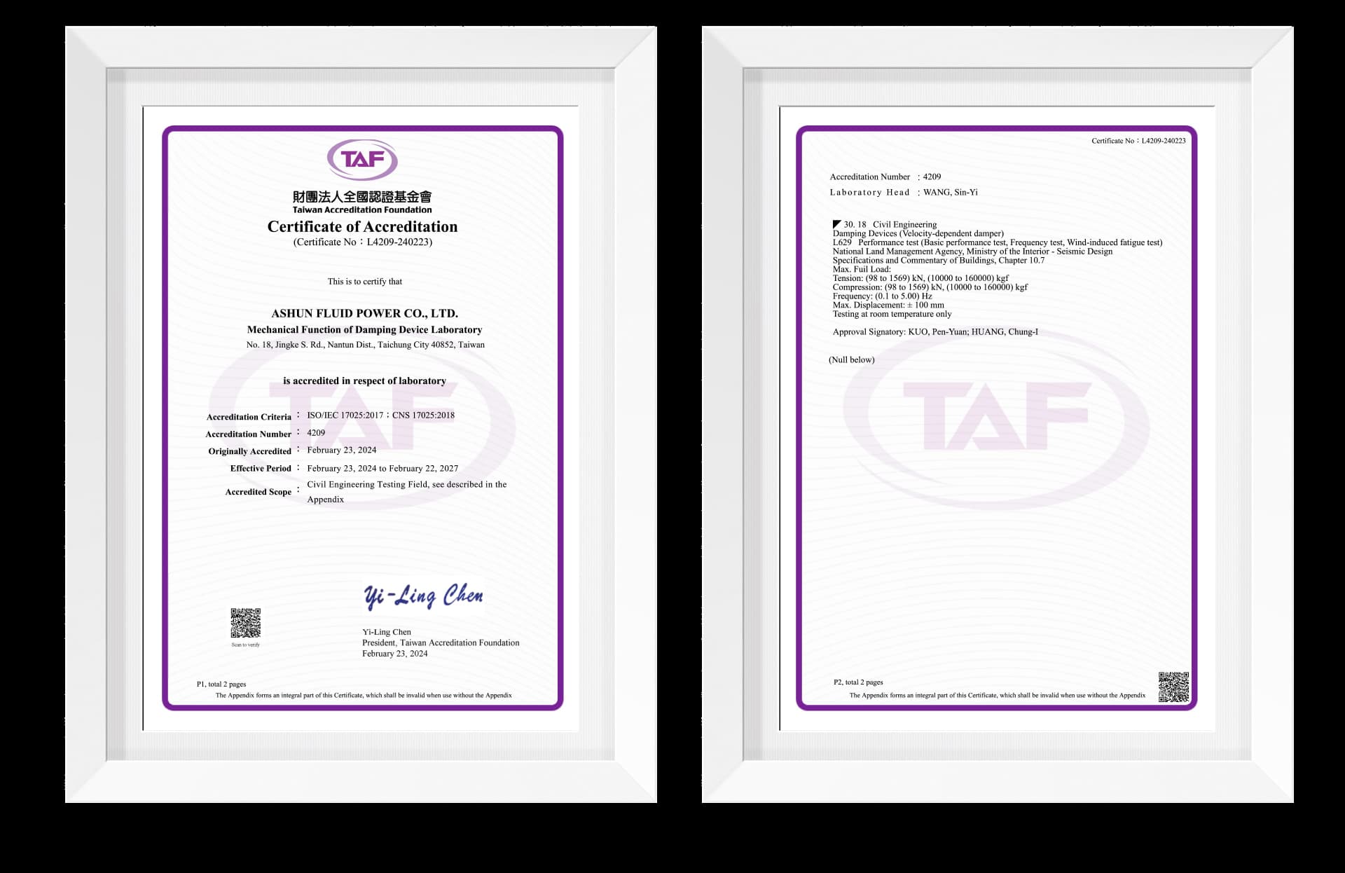 TAF Testing Laboratory certificate